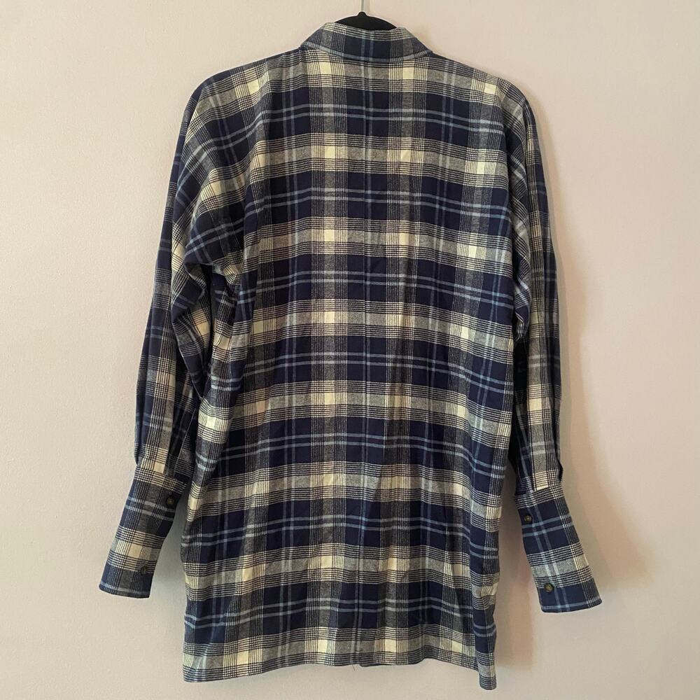 Goop G. Label Blue White Flannel Button Down Shirt Cotton Western Women's size 0 - Picture 5 of 9